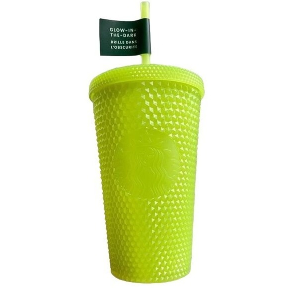 Starbucks Glow in Dark Lemongrass Studded Tumbler 16 oz Cup Straw 2022 New Gift - Picture 5 of 9